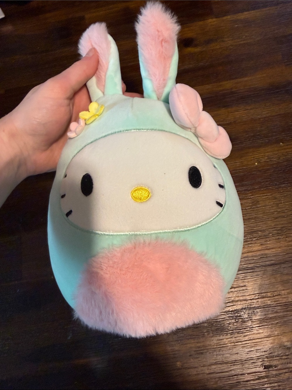 Hello Kitty Plush Bunny in Mint, Pink and Yellow Accents